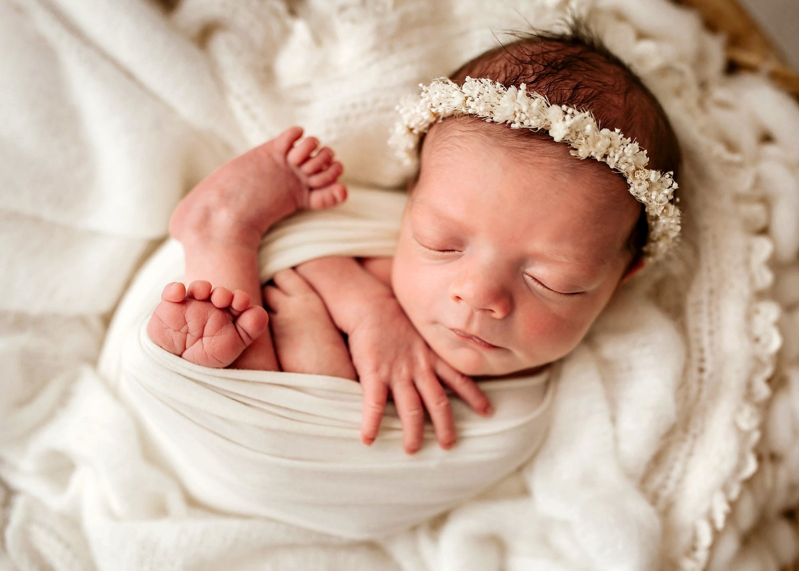 Newborn session — soft natural wraps